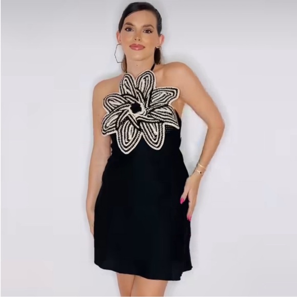 ZARA BLOGGERS FAVORITE FLOWER CROCHET KNIT DRESS - Picture 11 of 17